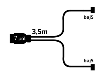 Kabeláž  3,5 m/7-pól. zástrčka, bez předních vývodů, baj5, Jokon