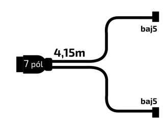 Kabeláž  4,15 m/7-pól. zástrčka,  bez předních vývodů, baj5, Jokon