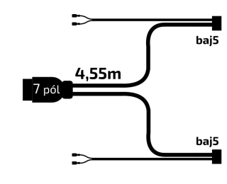 Kabeláž  4,55 m/7-pól. zástrčka. s předními vývody, baj5, Jokon